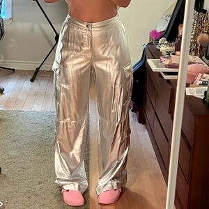 Metallic Silver Zara Pants